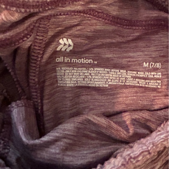 All In Motion purple workout pants, Sz. M(7/8) - Picture 3 of 3